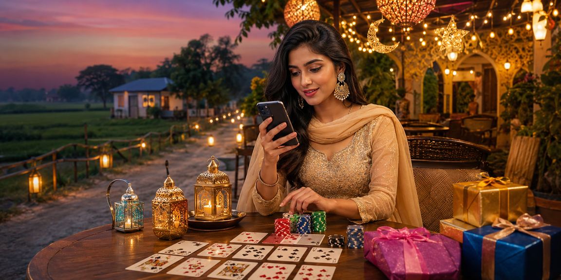 রংপুরে ঈদ উৎসবে রমি গেম উপভোগের দৃশ্য